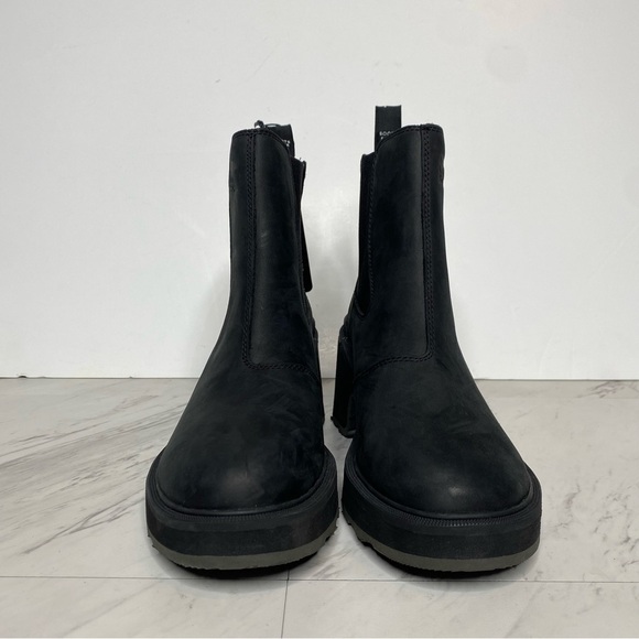 New! Sorel Hi Line Black Nubuck Chelsea Heeled Bootie 9 1/2 - Picture 2 of 14